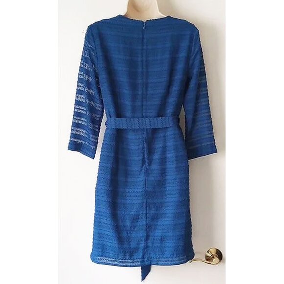 Ann Taylor Textured Semi-Sheer Mini Dress XS Blue Striped Lined  50off3 - Picture 2 of 7
